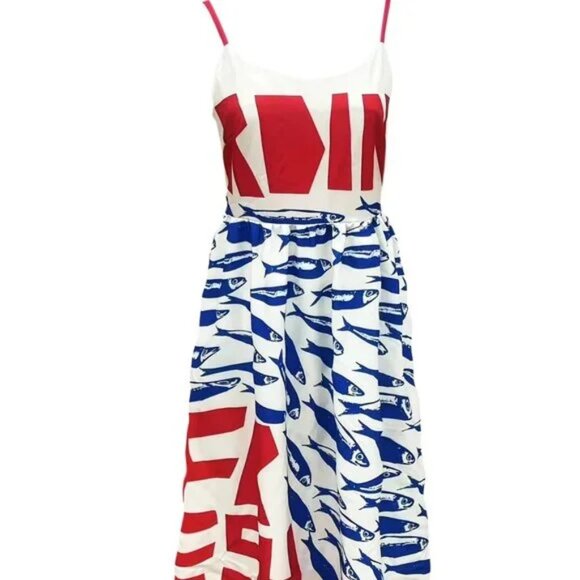 Market Fresh Sardines Red & Blue Summer Dress - Picture 3 of 6